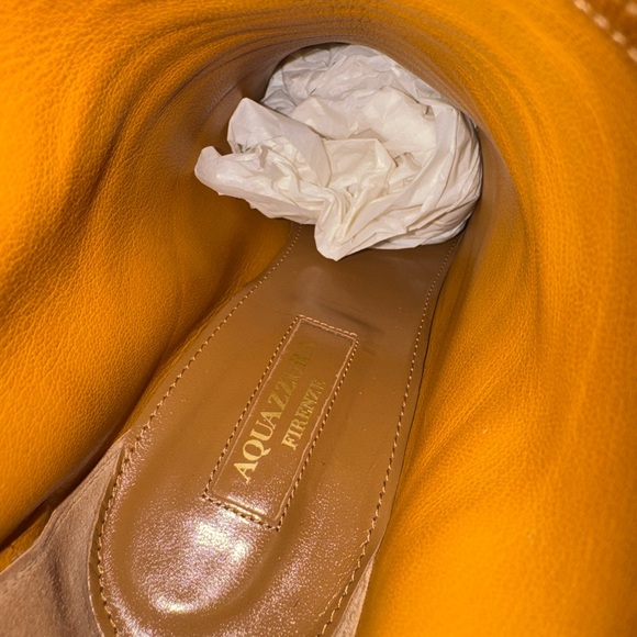 LIKE NEW IN BOX Aquazzura Brown Congac Suede Brooklyn Ankle Length Boots SZ 37 - Picture 7 of 9